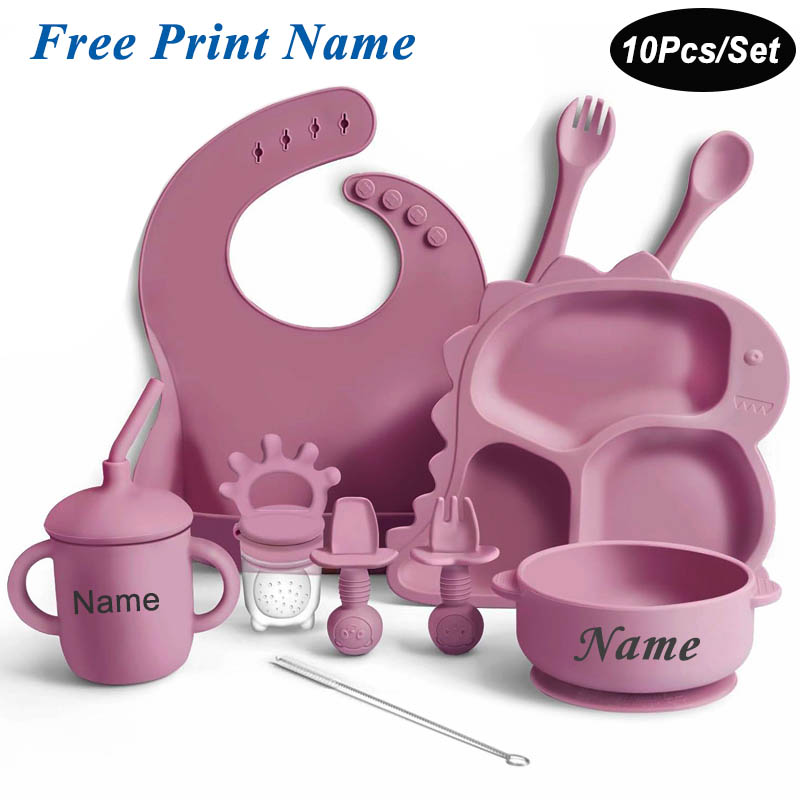 Baby Led Weaning Set - Baby Siliconen Servies Dinosaurus Bord Schotels