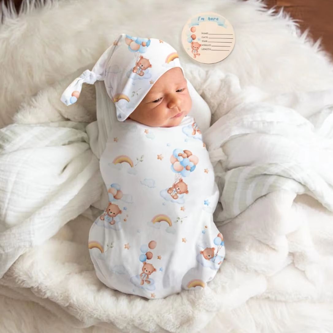 Baby Swaddle Blanket - Ylsteed Baby Inbakerdeken en Hoofdband Set