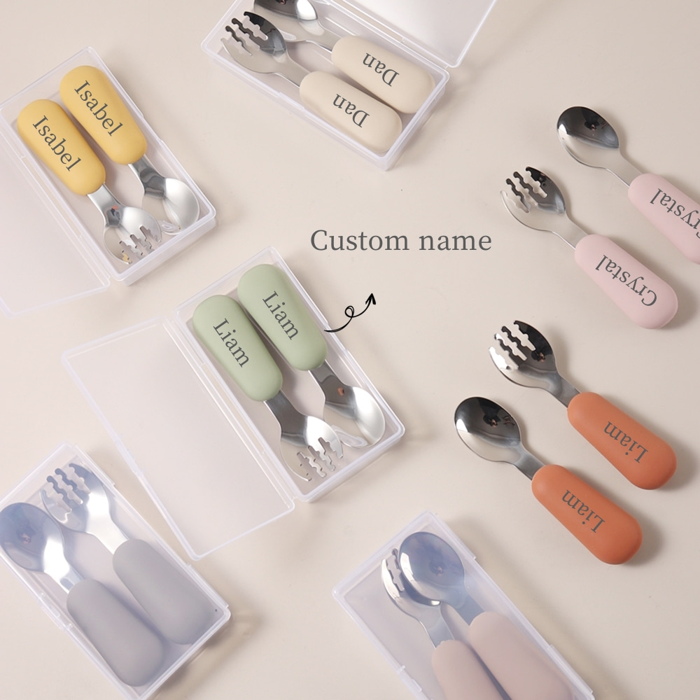 Baby Led Weaning Set - Gepersonaliseerde baby lepels en vorken set,